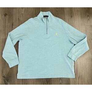 Ralph Lauren Polo 1/4 Zip Sweatshirt 2XL Light Blue Pullover Pony
